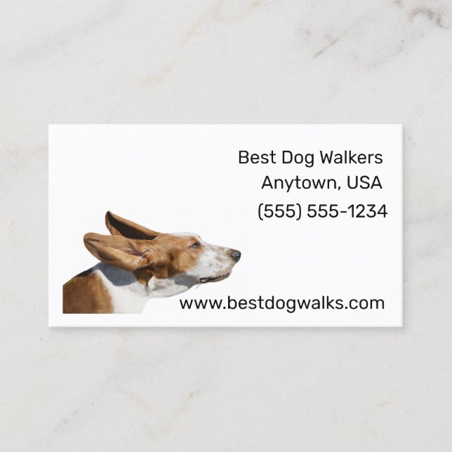 Carte De Visite Basset Hound avec Oreilles battantes dans Wind Dog (Devant)
