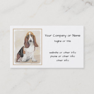 Carte De Visite Basset Hound Painting - Cute Original Dog Art