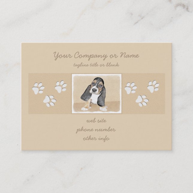 Carte De Visite Basset Hound Peinture Chiot - Art Chien original (Devant)