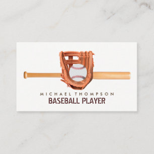 Carte De Visite Bat & Gear De Baseball En Bois, Joueur De Baseball