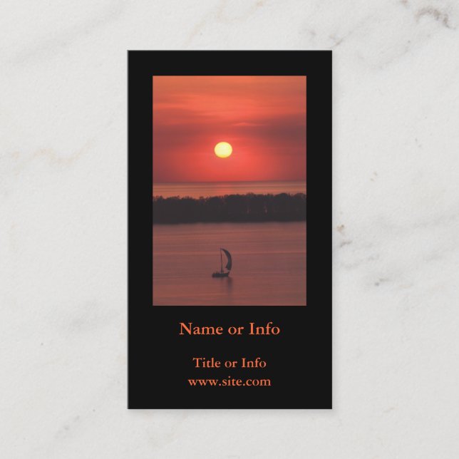 Carte De Visite Bateau à voile au coucher du soleil Photo (Devant)