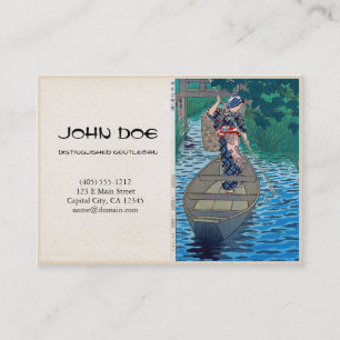 Carte De Visite Bateau japonais oriental frais de dame de pêcheur