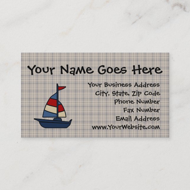 Carte De Visite Bateau nautique personnalisé Bleu/Tan Boy's (Devant)