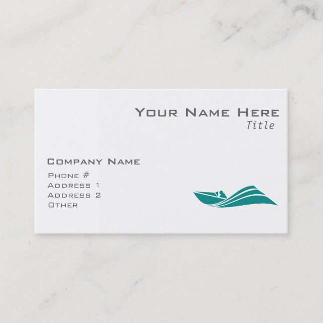 Carte De Visite Bateau turquoise à vitesse verte (Devant)
