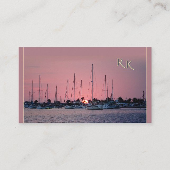Carte De Visite Bateaux à voile au coucher du soleil (Devant)
