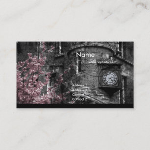 Carte De Visite Bâtiment avec les buissons roses/cartes de visite