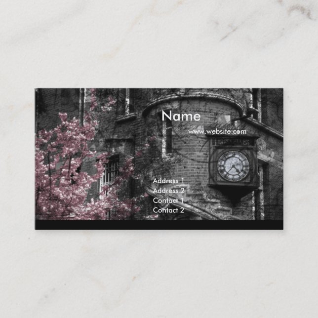 Carte De Visite Bâtiment avec les buissons roses/cartes de visite (Devant)