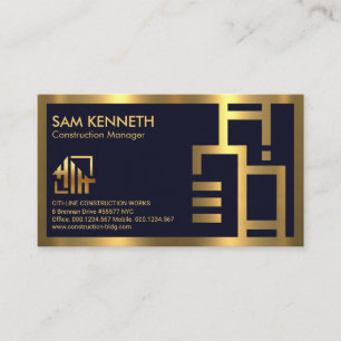 Carte De Visite Bâtiment de Faux Gold Construction de la frontiè