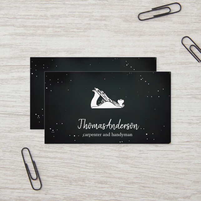 Carte De Visite Bâtiment noir personnalisé (Devant/Arrière en situation)