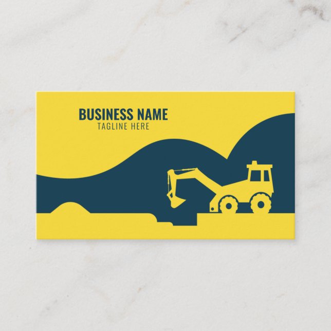 Carte De Visite Bâtiment Silhouette moderne Jaune et Bleu (Devant)