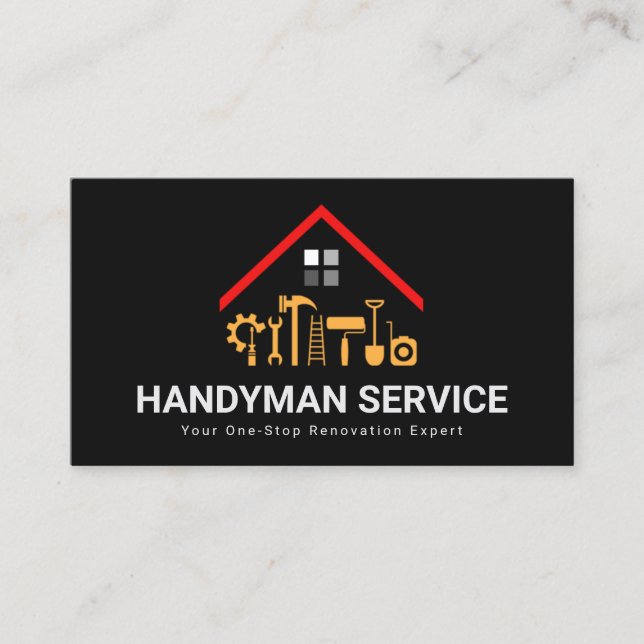 Carte De Visite Bâtiment sur toit rouge Handyman Outils Accueil Ré (Devant)