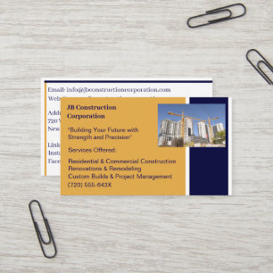 Carte De Visite Bâtiments Entrepreneur Bâtiment Grue de constructi