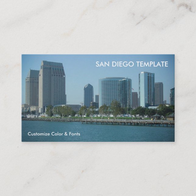 Carte De Visite Bâtiments urbains et port - San Diego (Devant)