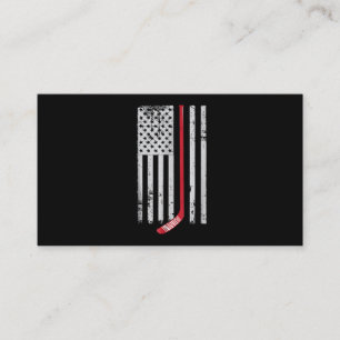 Carte De Visite Bâton de hockey rouge drapeau américain Hockey USA