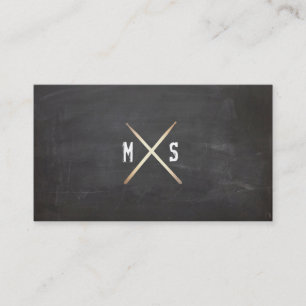 Carte De Visite Batterie de tambour Grunge et Gold Drumsticks Noir