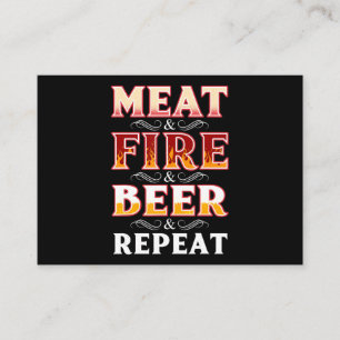 Carte De Visite BBQ   BBQ Grill Fumer Viande Feu Bière Répétition