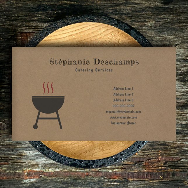 Carte de visite BBQ Kraft & Rustique (Kraft & Rustic BBQ Business Card)