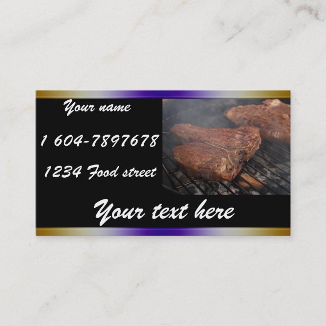 Carte De Visite BBQ steaks sur le grill Dinning Cards (Devant)