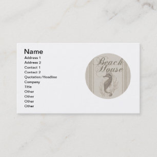 Carte De Visite Beach House Seahorse Seashore