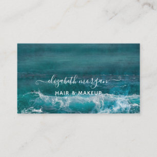 Carte De Visite Beach Ocean Script Aqua Green Blue Modern