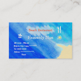 Carte De Visite Beach Restaurant2 Blue sky ocean  honu plemeria