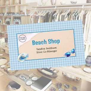 Carte De Visite Beach Shop En vichy Lunettes de soleil Casquette S
