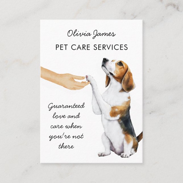 Carte De Visite Beagle Chien Marcher Chien Embarquement Garderie p (Devant)