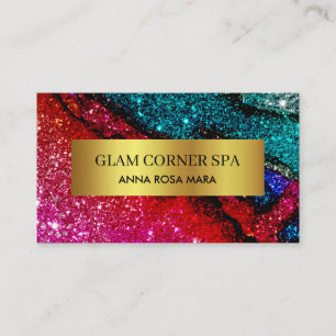 Carte De Visite *~* Beaitu Luxe Glam Rainbow QR Parties scintillan
