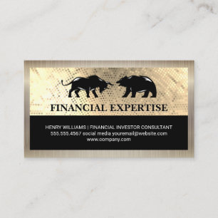 Carte De Visite Bear Bull Market Logo   Séquence or