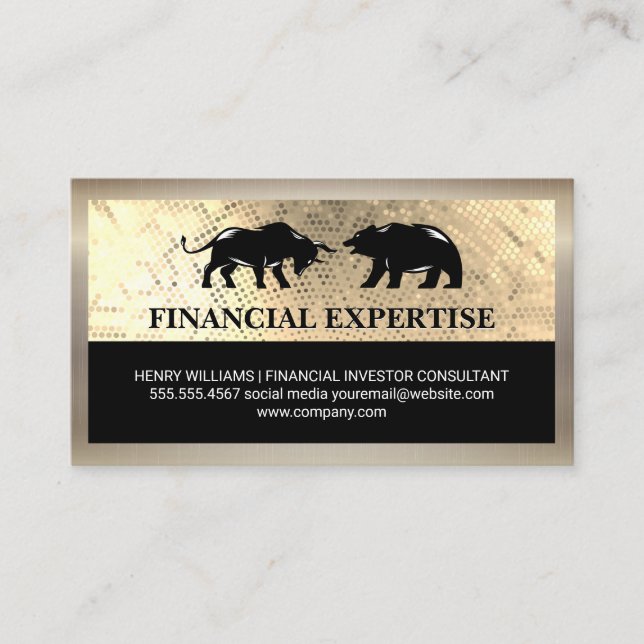 Carte De Visite Bear Bull Market Logo | Séquence or (Devant)