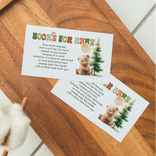 Carte De Visite Beary Cute Woodland Baby showers Livres pour bébé (Beary Cute Woodland Baby Shower)