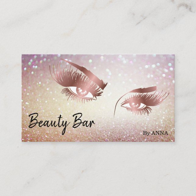 Carte De Visite Beau Artiste maquillage aux yeux longs (Devant)