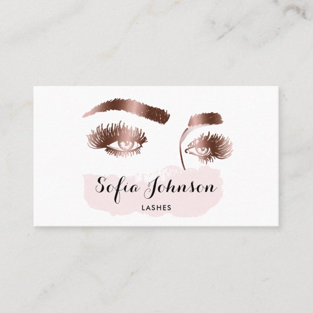 Carte De Visite Beau Lashes Rose Gold Foil Maquillage (Devant)