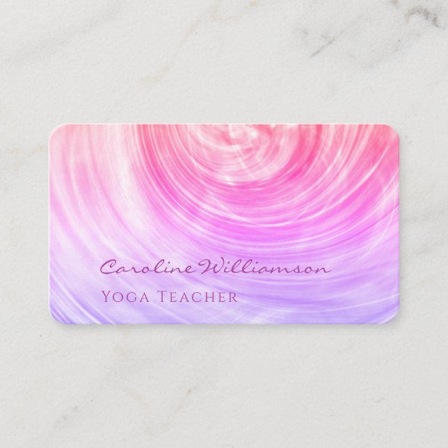 Carte De Visite Beau Pink Pastel Swirl Shell Yoga Enseignant (Devant)