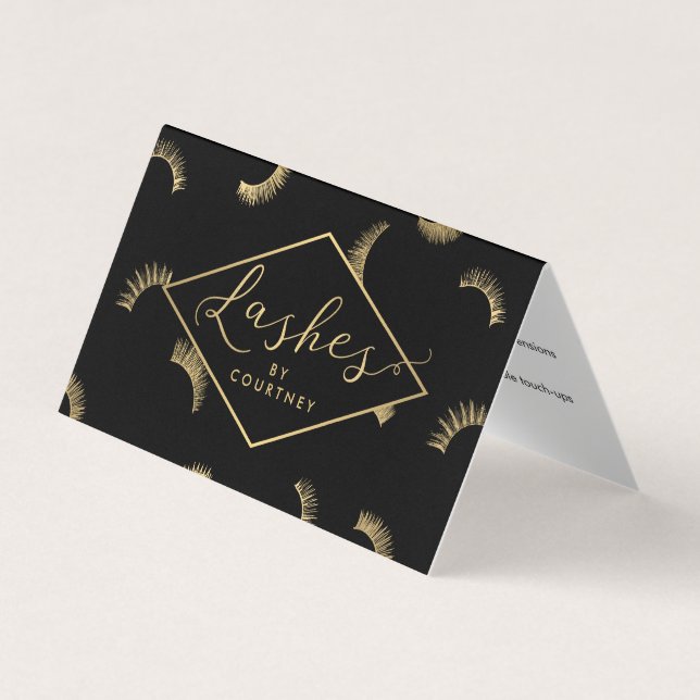 Carte De Visite Beaucoup de Lashes Salon Black/Gold Aftercare (Devant)