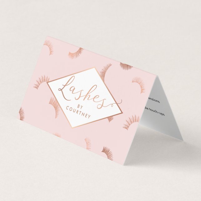 Carte De Visite Beaucoup de Lashes Salon Rose/Rose Gold Aftercare (Devant)