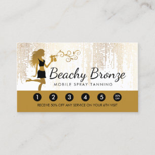 Carte De Visite Beauté Girl Or Bronze Pluie Motif Spray Tanning