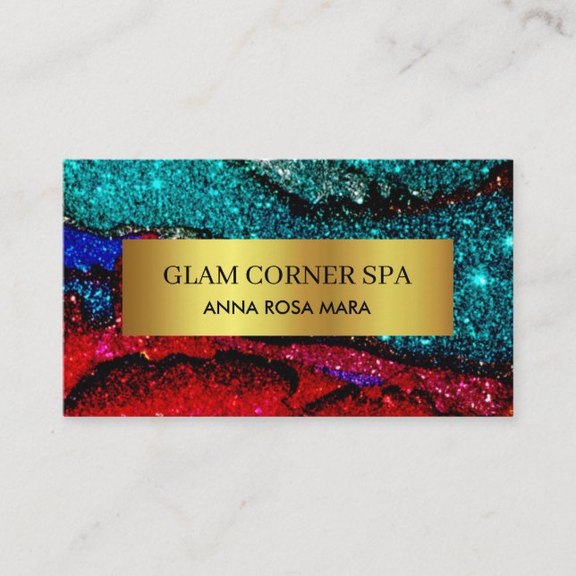 Carte De Visite *~* Beauté Luxe Rainbow QR Parties scintillant Gli (Devant)