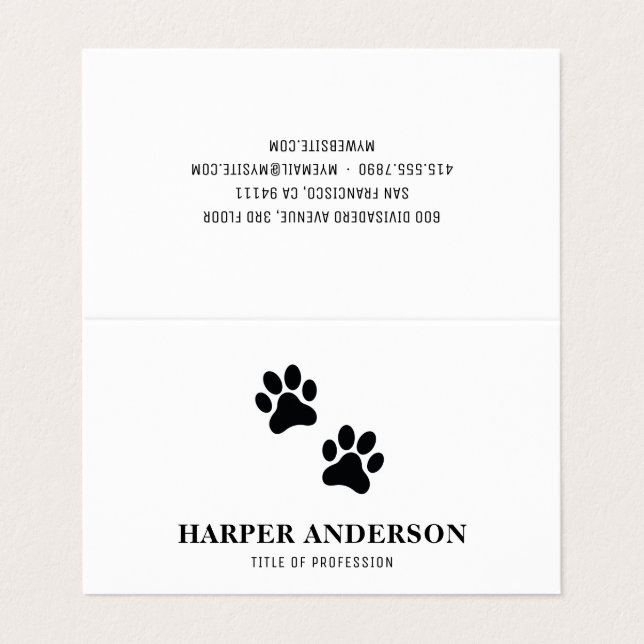 Carte De Visite Beauté moderne Simple Pet Care Professionnel Logo (Extérieur déplié)