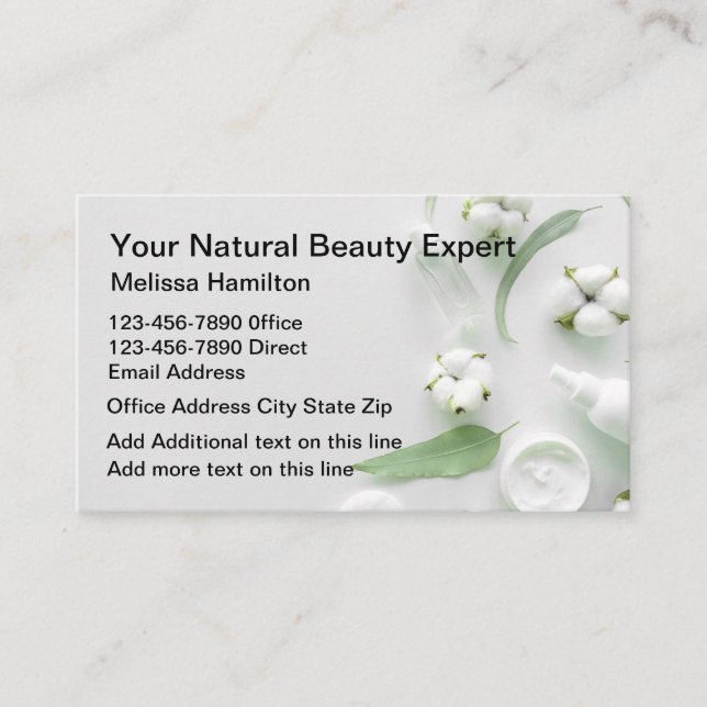 Carte De Visite Beauté naturelle Cosmétique Dermatologie (Devant)