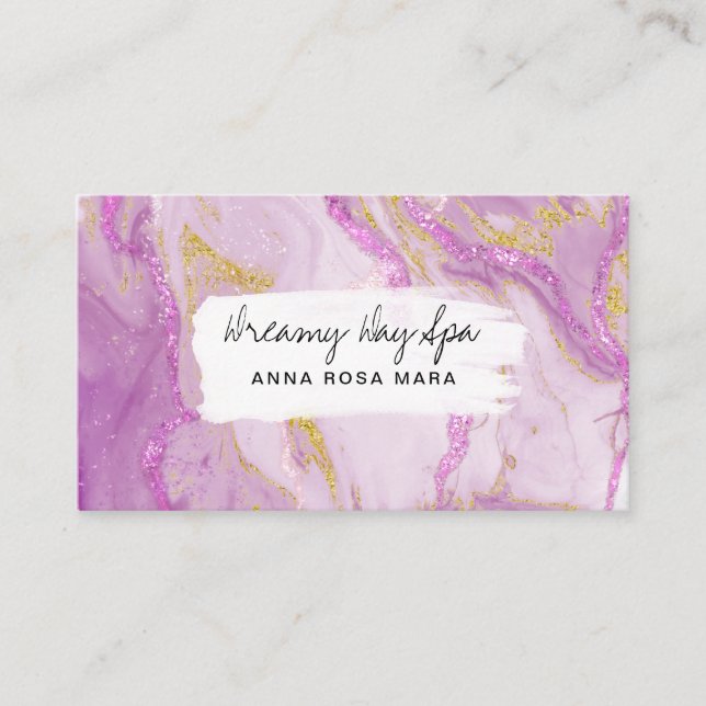 Carte De Visite *~* Beauté Spa QR or rose Parties scintillant marb (Devant)