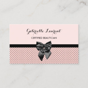 Carte De Visite Beauticier Chic Paris Pois rose noir Bow