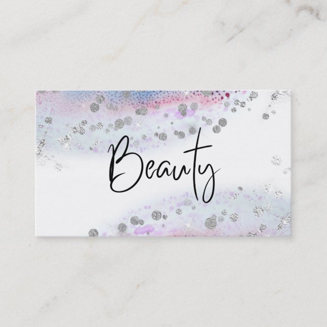Carte De Visite *~* BEAUTY Blue Pastel Aquarelle Parties scintilla (Devant)