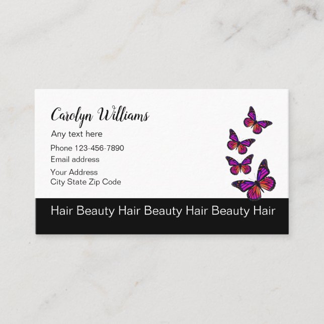 Carte De Visite Beauty Coiffeur Papillon Design (Devant)