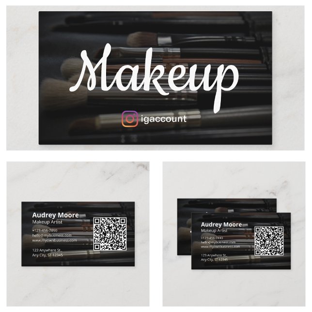 Carte De Visite Beauty Maquillage Artiste Code QR (Beauty Makeup Artist QR code Business Card
)
