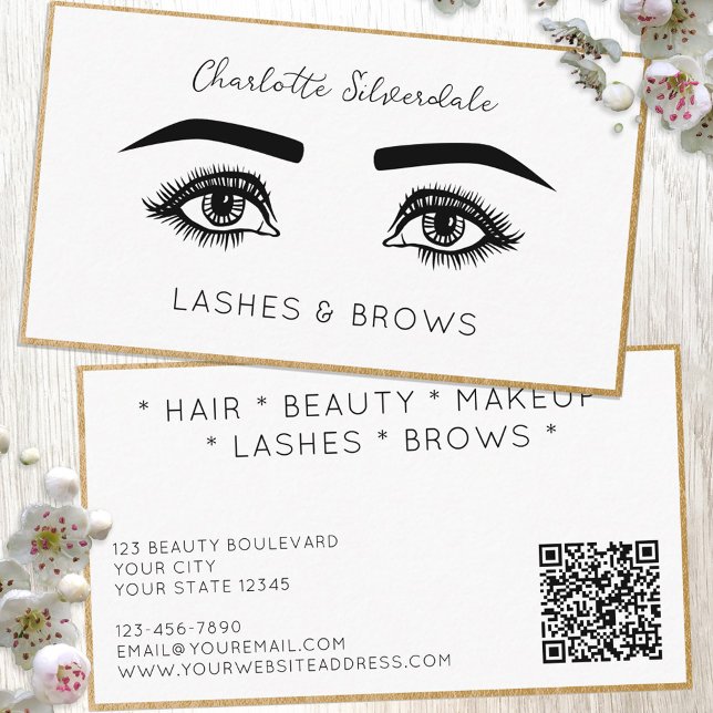 Carte De Visite Beauty Maquillage Artiste Eyelashes code QR (Créateur téléchargé)