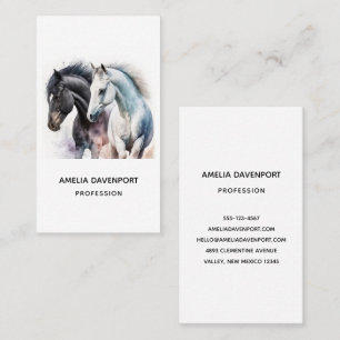 Carte De Visite Beaux Chevaux en Aquarelle