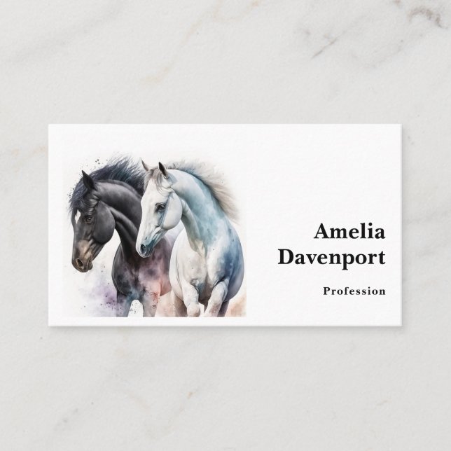 Carte De Visite Beaux Chevaux en Aquarelle (Devant)