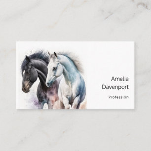 Carte De Visite Beaux Chevaux en Aquarelle