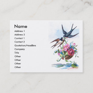 Carte De Visite Beaux oiseaux Vintages et fleurs Floral